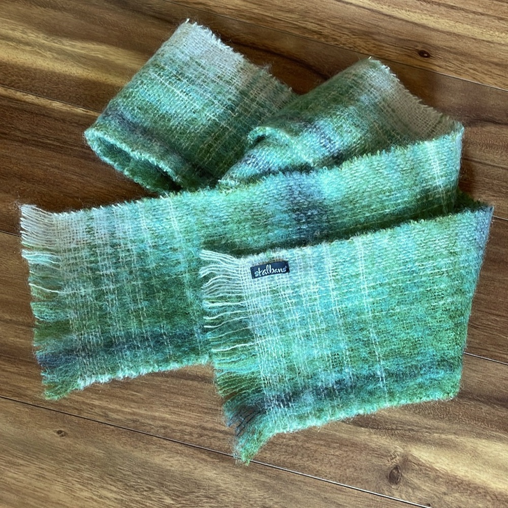 St Albans Mohair Scarf Green Plaid